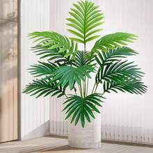 Árbol de palma artificial grande de 68-88-145cm, hojas y ramas de palma verde plástica falsa tropical, adecuado para la decoración del hogar y el jardín - Verde Oliva - Ver 12