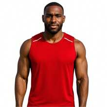 CONJUNTO 2 Regatas  Masculina Dry Fit Academia Treino Corrida - BRANCO-VERMELHO - Visão 2