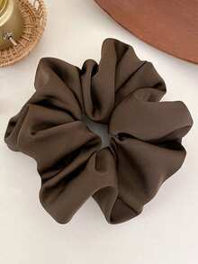 5个/1个装 女士16厘米/6.3英寸特大号丝滑缎面发圈，黑色、白色、红色、棕色、卡其色可选，时尚百搭，优雅简约纯色发绳，适合日常休闲、通勤、度假、扎马尾、盘发、洗漱、化妆、搭配服装等场合，是理想的发圈和头饰。