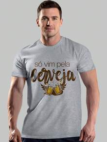 Men's Gray T-Shirt Funny Phrases Humor Beer Shirts T-Shirts Short Sleeve - 灰色 - 查看 1