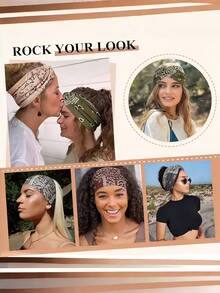 6-Pack Vintage Paisley Pattern Headbands Women's Colorful Headbands Sports Sweatbands Yoga Hair Accessories Bohemian Style (Handmade, A Little Color Difference Is Normal) Women Bandanas Winter Scarf