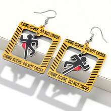 1 Cặp bông tai mặt dây chuyền hình đầu lâu bằng acrylic in hình hiện trường vụ án máu vân tay, quà tặng trang sức Halloween độc đáo cho phụ nữ - Đầy màu sắc - Xem 14