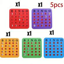 5色可重复使用宾果游戏卡片套装，运动户外用品，运动休闲器材，家庭聚会逻辑训练棋盘游戏，成人宾果卡片，适合多人成人宾果卡牌游戏 - 彩色 - 查看 12