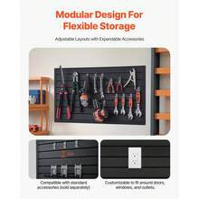 Slat Wall Paneling, 2 X 4 Ft, PVC Garage Slatwall With Modular Design, Black Slat Wall Easy-To-Install Adjustable Slatwall Panel With Coupling Structure & DIY Cutting, Fits For Storage & Display - Black - View 4
