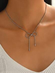 1pc Fashionable Delicate Bowknot Necklace, Refined Chain, Elegant & Minimalist Yet Sweet, Suitable For Various Occasions