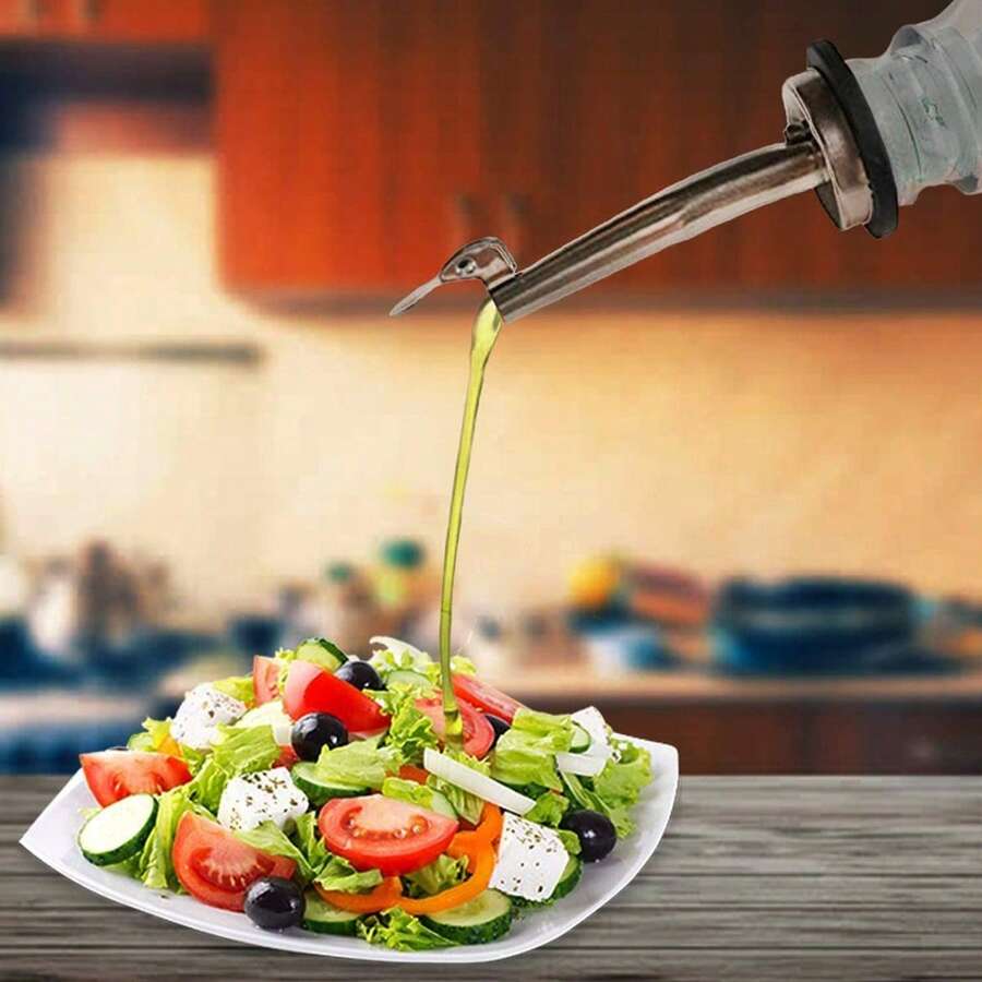 Bico de Óleo, Despejador de Vinho, Despejador de Aço Inoxidável, Dispensador de Azeite com Tampa Basculante, Rolha de Silicone para Garrafa de Vinho, Despejador à Prova de Vazamento para Garrafa de Temperos de Cozinha