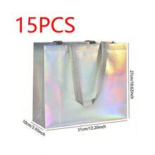 玫瑰金可重复使用购物袋购物手提袋带手柄亮面婚礼礼品袋大号礼品袋无纺布礼品包装袋婚礼生日派对礼品袋