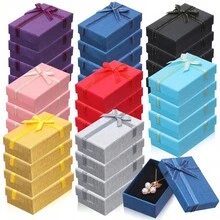 Compact & Elegant Jewelry Gift Box, Suitable For Rings, Necklaces, Earrings And Bracelets, Surprise Christmas Gift Box, Wholesale Packaging, Comes With Bow, Ombre Design, Lidded, Ideal For Office And Home Use