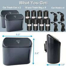 KITBEST Car Trash Can Bin With Lid 120 Pcs Trash Bags And 4 Pcs Car Hooks. Mini Car Garbage Can Small Car Accessories Trash Bin Dustbin Organizer Container For Car Office Home