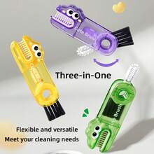 3-In-1 Crocodile Shaped Cup Brush: Ergonomic Handle, Easy To Clean Hard-To-Reach Areas, Durable Multi-Functional Design - Suitable For Bottles, Baby Bottles, Etc. (Purple/Yellow/Green) - Fits 90% Of Containers - 1 Random Color - View 5