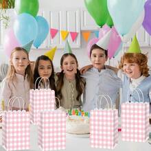 Pcs Pink Gingham Party Plies Pink And White Plaid Party Favor Bags With Handles  Checkered Treat Goodie Bags For Wedding Birthday Baby Shower Picnic Favors - 豐富多彩的 - 查看 6