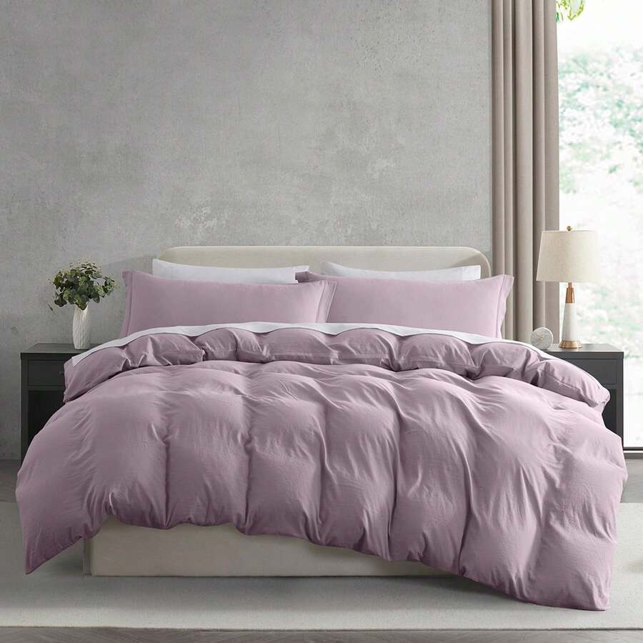 Soft Prewashed California King Duvet Cover Set, 3 Piece, Zipper Closure, 104x98 Inches Duvet Cover And 2 Pillow Shams - No Comforter, In 2025 - Dusty Purple (No Comforter) - View 1