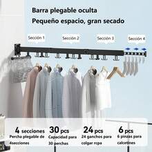 Telescopic Clothes Drying Racks - Black 3 Folds - View 5