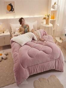 1 pieza Edredón estampado de sherpa grueso, cálido y suave, adecuado para habitación de invitados, dormitorio, uso en el hogar (solo edredón, sin incluir almohada)