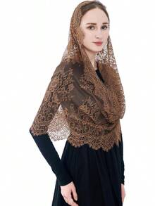 Wgior Spanish Infinity Veils For Church Lace Chapel Veils Catholic Church Veil Latin Mass Head Covering Scarf Mantillahalloween - Màu xanh hải quân - Xem 5
