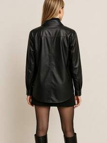 Camisa afelpada Vinil PU - Negro - Ver 3