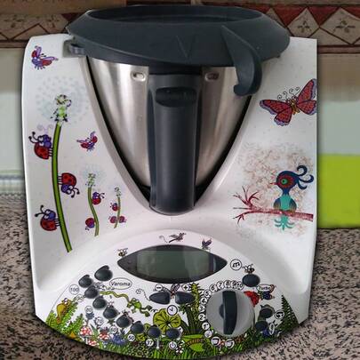 APCym Vinilo Adhesivo Alta Calidad para Máquina Cocinar Thermomix TM31 DISEÑO INSECTOS Pegatinas decorativas compatibles con robot de cocina Thermomix TM31, diseño de accesorios de cocina, resistente al agua, autoadhesiva