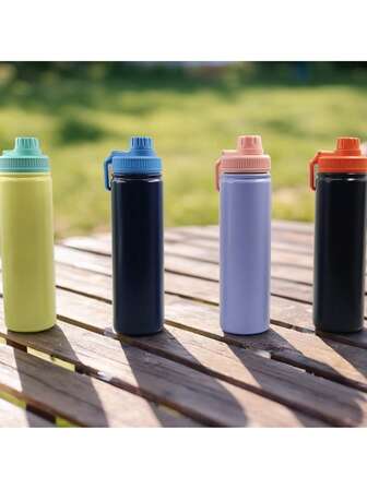 大容量304不锈钢单层保温杯，马卡龙色系列饮水保温杯，带手柄便携式运动水瓶，男女通用户外旅行杯