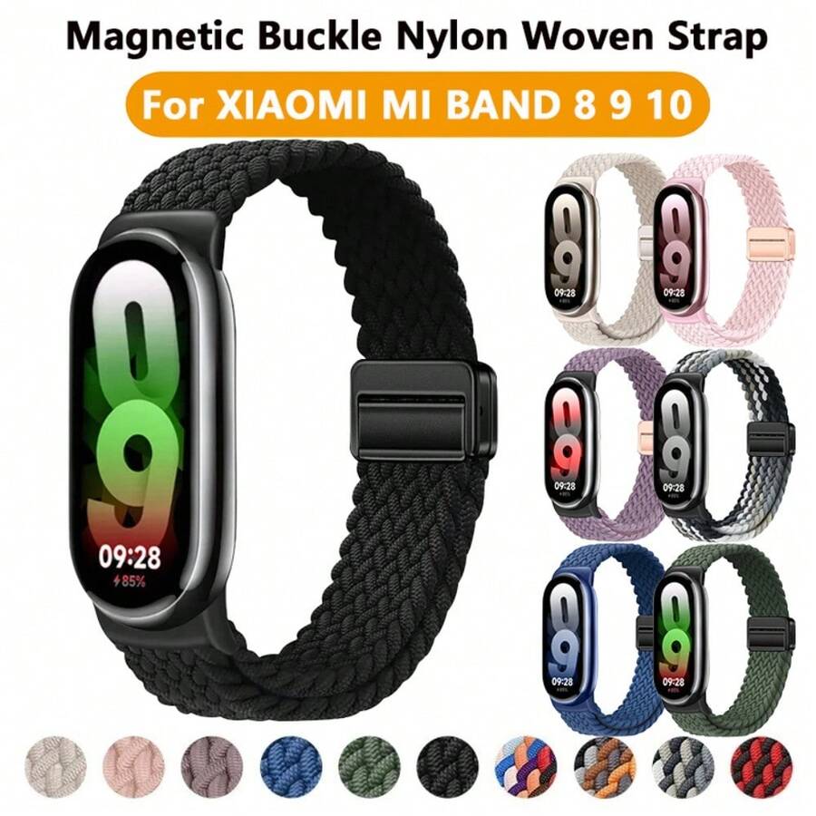 兼容小米 Mi Band 10 9 8 尼龙表带高品质透气运动腕带智能手表配件舒适耐用加固缝线安全贴合防脱非常适合运动爱好者 - 彩色 - 查看 1