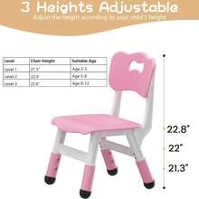 Pack de 2 Sillas Infantiles Ajustables en 3 Alturas, Silla Plástica Rosa para Niños y Niñas 2-6 Años, Ideal para Hogar, Guardería, Aula y Uso Interior – Mueble Infantil & Kids - Rosa - Ver 3