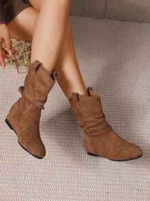 2-3cm Vintage Short Ankle Boots For Women, New 2025 Summer/Autumn Dress Wear, Chelsea Slim Boots - Brown - View 6
