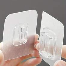 5/10/12/15 زوج من خطاطيف الحائط الشفافة ذات الصق مزدوج الجانب، قاعدة شفافة قوية للتثبيت بالشفط للتخزين في المطبخ والحمام، سهلة التركيب، حامل قابل للتعديل، صندوق تخزين المطبخ | خطاف شفاف | لاصق موثوق، خطاف المطبخ