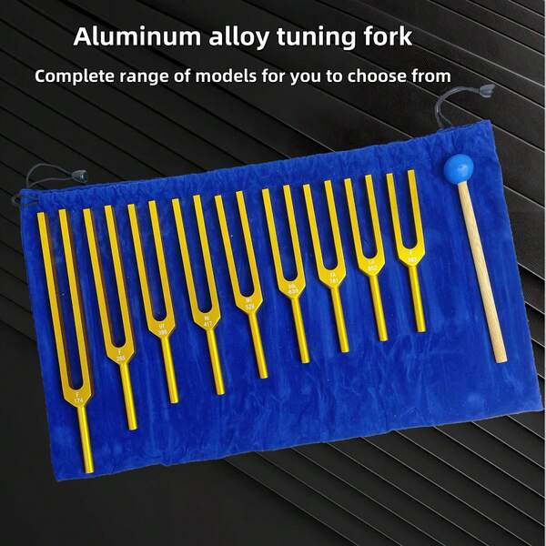 9pcs Tuning Fork Set, Frequencies F174, F285, UT396, RE417, MI528, SOL639, FA741, LA852, F963, Suitable For Yoga Training, Efficient Tuning Tool