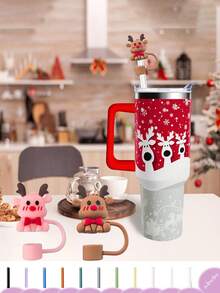 2/8 piezas Cubiertas de pajita navideñas, Cubiertas de pajita reutilizables, Lindos tapones para pajitas de taza, Cubiertas de pajita de silicona sin plástico, Cubiertas de pajita kawaii para fiestas