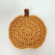 2PCS Halloween Pumpkin Coasters Handmade Knitted Yarn Heat Resistant