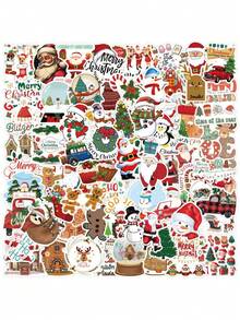 120 pezzi di adesivi a tema natalizio con disegni festivi come Babbo Natale, pupazzi di neve e alberi di Natale; ideali per incartare regali, decorazioni familiari per le vacanze, scrapbooking fai-da-te - Multicolore - Visualizzare 1