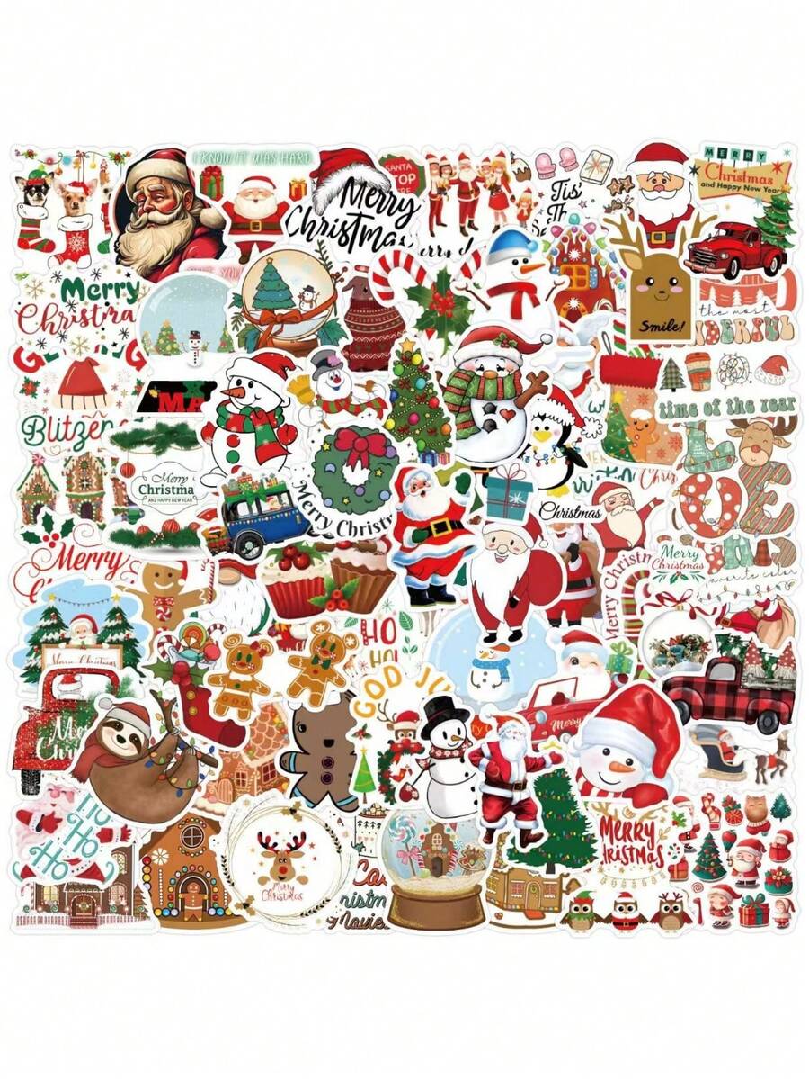 120 pezzi di adesivi a tema natalizio con disegni festivi come Babbo Natale, pupazzi di neve e alberi di Natale; ideali per incartare regali, decorazioni familiari per le vacanze, scrapbooking fai-da-te - Multicolore - Visualizzare 1