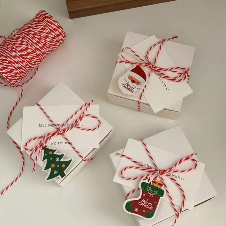 2/5Pcs Christmas Red And White Packaging Rope, 100m Holiday Atmosphere Enhancer! Suitable For Christmas Gift Wrapping, X-Tree Decoration Hanging Cord To Adorn Cozy Scenes, Cozy Scene Setup, Festive Atmosphere, Decorative Cord, Holiday Rope, Sturdy Material, Flexible Cord, Wrapping Cord, Festive String, Party Planners, Craft Enthusiasts - Multicolor - View 1