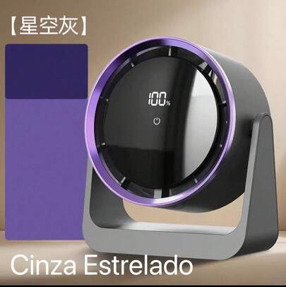 2025 Ventilador de mesa para quarto, escritório, ciclo de trabalho, Recarregável USB Sem Fio,Portátil Com Display Led