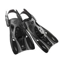 Reef Tourer Snorkel Fins, Adjustable Open Heel, Compact Short Blade Swimming Snorkeling Flippers, Travel Size, RF0106P - Black - View 1