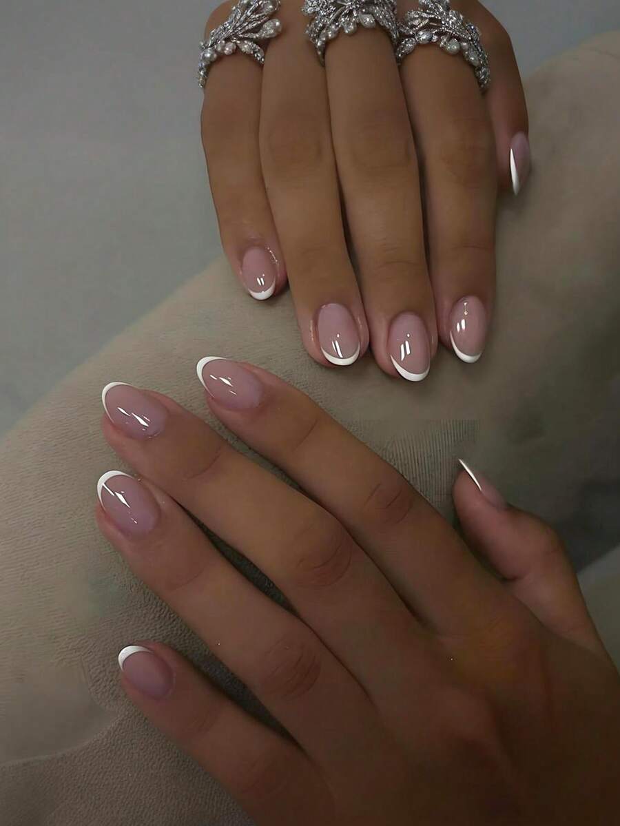 24 miếng dán móng tay hình hạnh nhân ngắn, màu đỏ kiểu Pháp, phong cách tối giản, phủ kín toàn bộ móng, phù hợp cho phụ nữ và bé gái sử dụng hàng ngày, dụng cụ làm móng nghệ thuật mùa hè. - Nhiều màu - Xem 1