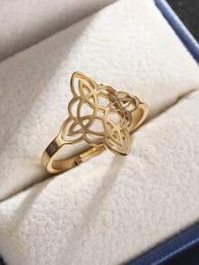 SeuSuk 1pc Stainless Steel Witch Knot Adjustable Ring, Fashion Amulet Jewelry For Women, Casual Party Jewelry Gift - The New - View 3