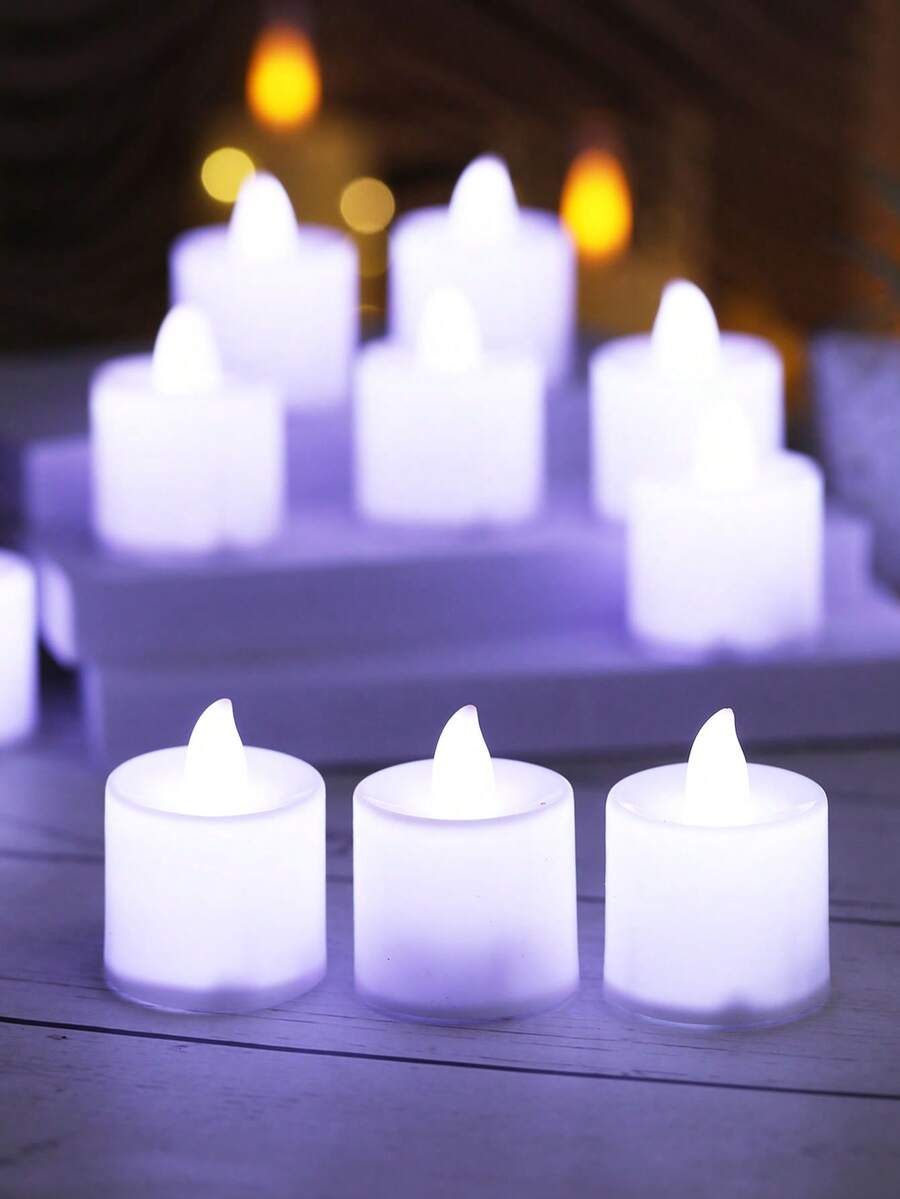 6/12/24pcs Classic Round Shape Electronic Candle Light,Including Battery, Indoor Decor LED Flameless Tea Candle,Suitable For Wedding Decor, Party Decor, Birthday Decor, Festival Decor,Christmas Home Decor Candle Light - Multicolor - View 1