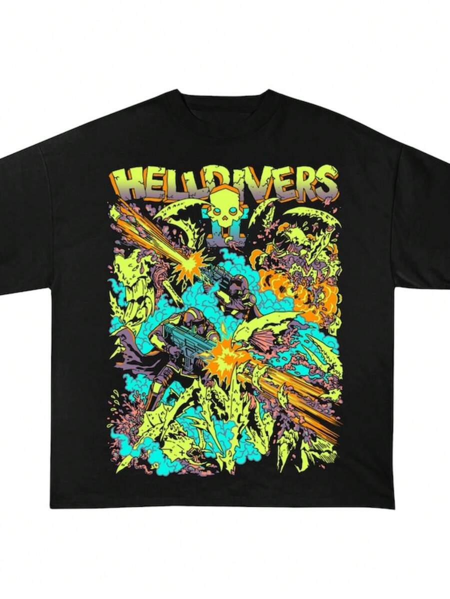Helldivers 2 Merch Classic Shirt High Quality Cotton - 黑色 - 查看 1