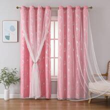 1 Paneel Blumen Doppelschicht Verdunkelungsvorhang mit Ösen Design, geeignet für Wohnzimmer, Esszimmer, Schlafzimmer, Arbeitszimmer, Café, ländliches Bauernhaus, Halloween, Weihnachten