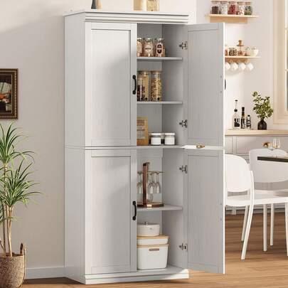 Dragonpad 70inch Pantry Cabinet, Freestanding Kitchen Pantry Storage Cabinet With 4 Doors, Cupboard, Tall Storage Cabinet With Doors And Adjustable Shelves, For Bathroom, Dining Room, Living Room