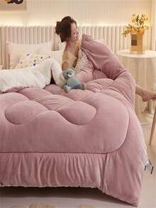 1 pieza Edredón estampado de sherpa grueso, cálido y suave, adecuado para habitación de invitados, dormitorio, uso en el hogar (solo edredón, sin incluir almohada)