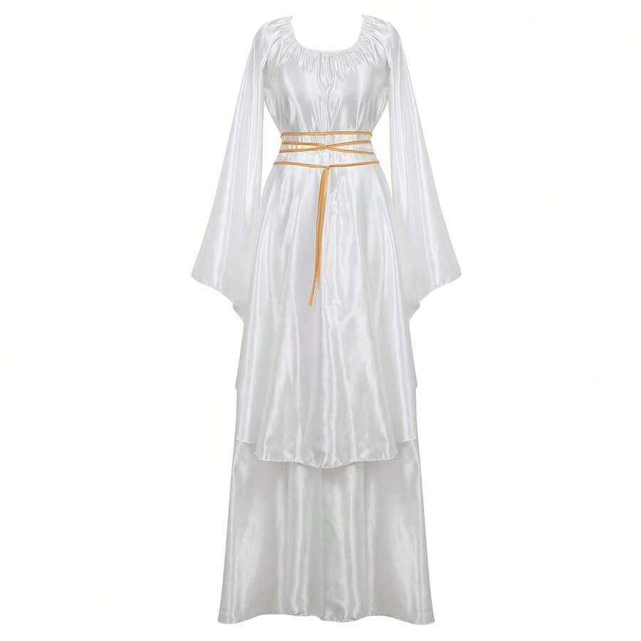 Zhitunemi Renaissance Costume Women Plus Size Medieval Dress Halloween Costumes Gothic Gown{"Size_name":"Small","Color_name":"White"} - 白色的 - 查看 1