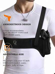 1pc Deep Conceal Shoulder Gun Holster, Unisex Armpit Pistol Holster, Adjustable For Left And Right Shoulder - Multicolor - View 1