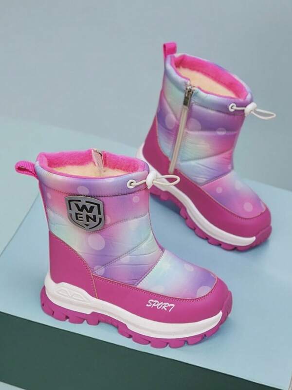 Botas de nieve para niños, zapatos de invierno cálidos, botas para exteriores a prueba de viento con forro esponjoso