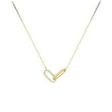 Silver Cross-Border New Style  Hot-Selling 14K Gold-Plated Copper  Pin Necklace Versatile Cute Paperclip Pendant - 金色 - 查看 11