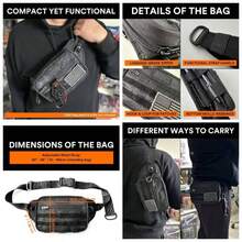 Tactical Inspired - Rionera para hombre Techwear Accessories EDC Bolsa para hombre Rionera multifuncional, Negro azabache, Pequeo, Compacto 2 bolsillos - Compacto 2 bolsillos - Ver 1