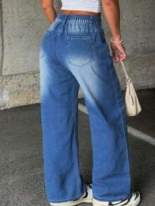 Pantalones vaqueros rectos lavados con bigotes de gato para mujeres de talla grande, adecuados para disfraces de Halloween