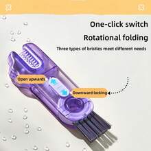 3-In-1 Crocodile Shaped Cup Brush: Ergonomic Handle, Easy To Clean Hard-To-Reach Areas, Durable Multi-Functional Design - Suitable For Bottles, Baby Bottles, Etc. (Purple/Yellow/Green) - Fits 90% Of Containers - 1 Random Color - View 11