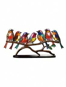 1 PIEZA Figura decorativa de pájaro de acrílico encantadora, decoración de pájaro de madera plana estilo europeo, pájaro de acrílico colorido en una rama, decoración de habitación, figura decorativa de pájaro de estilo moderno para mesa, adornos decorativos, para decoración del hogar, decoración del baño, se puede usar como regalo para Halloween, Navidad, Día del Padre, Pascua, Día de la Madre, pieza decorativa para novio/novia, decoración de la habitación, decoración de la sala de estar, decoración de la oficina - Multicolor - Ver 19