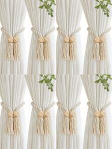 1/2/4/8 szt. Magnetyczne uchwyty do zasłon okiennych, proste drewniane klamry z frędzlami, odpowiednie do sypialni, salonu, kuchni i dekoracji domu